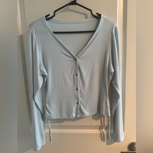 Lululemon Side-Cinch Ribbed Cardigan – Powder Blue | Size 10